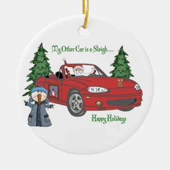 Santa's Sleigh-red Ceramic Ornament by ShowMeWrappers at Zazzle