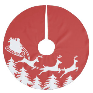 Santa's Sleigh & Reindeer Brushed Polyester Tree Skirt