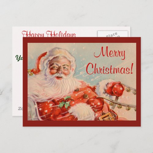 Santas Sleigh Ride Business Christmas Postcard