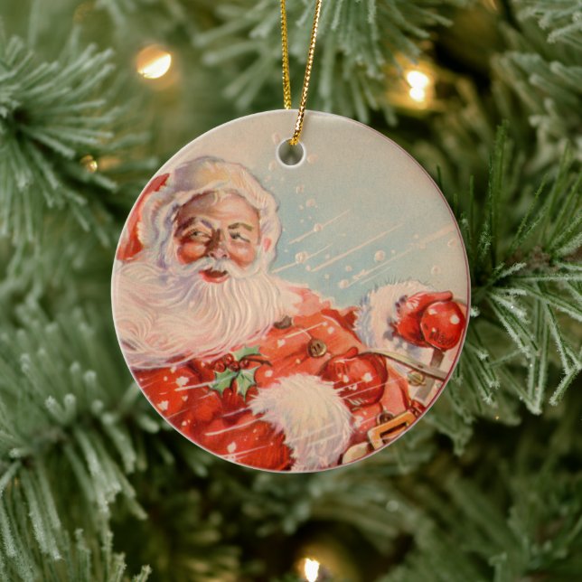 Santas Sleigh Ride  Ceramic Ornament (Tree)