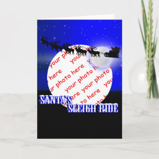 Santa's Sleigh Ride Christmas Photo Frame Holiday Card