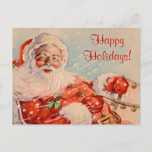 Santas Sleigh Ride Christmas Postcard