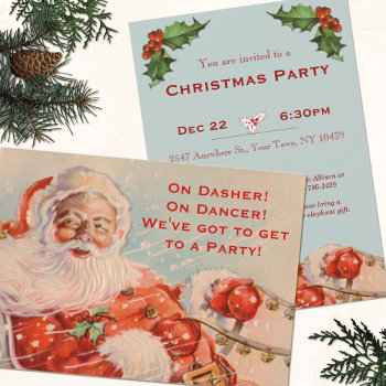 Santas Sleigh Ride Custom Party Invitation by vintageamerican at Zazzle