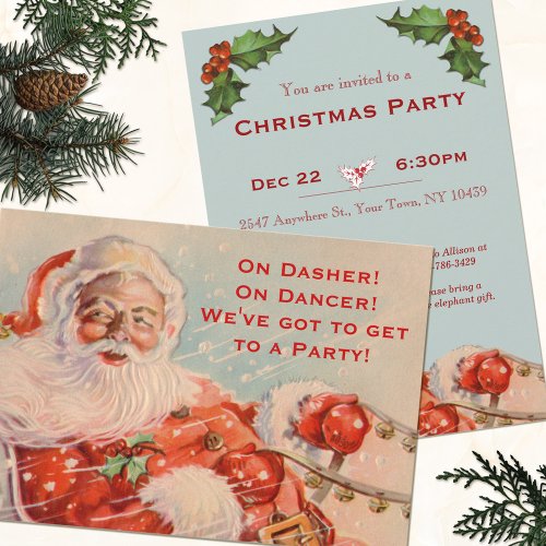 Santas Sleigh Ride Custom Party Invitation