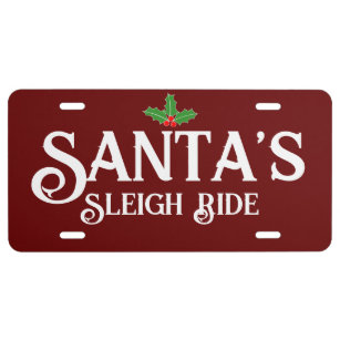 Santa's Sleigh Ride funny custom car license plate