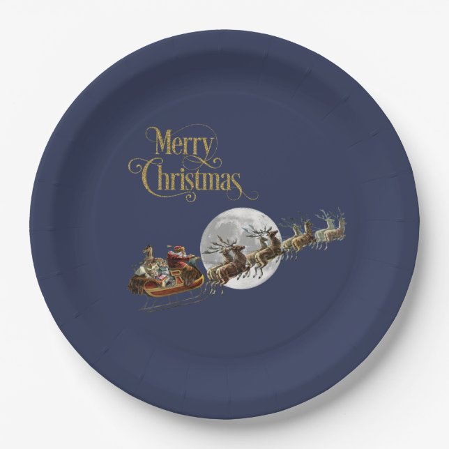 Santa's Sleigh Ride Paper Plates (Front)