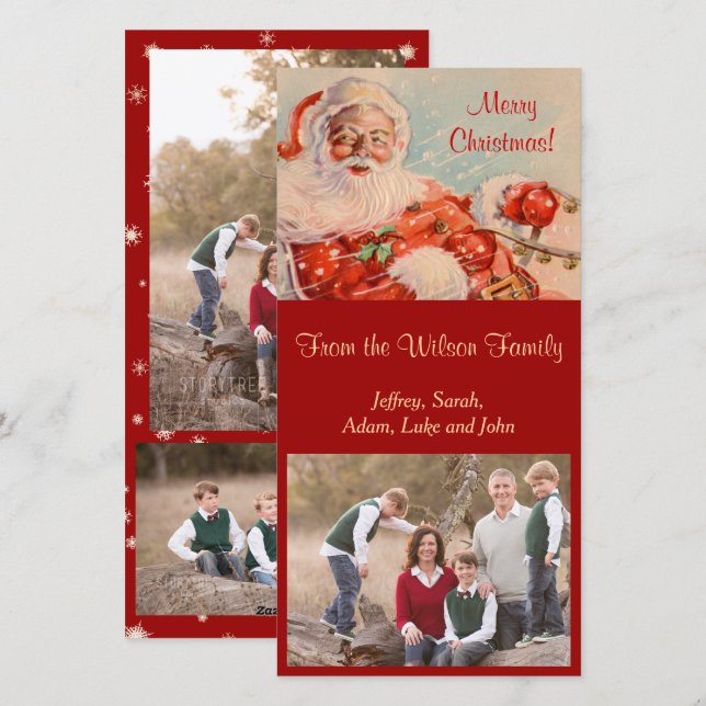Santas Sleigh Ride Photocard Holiday Card (Front/Back)