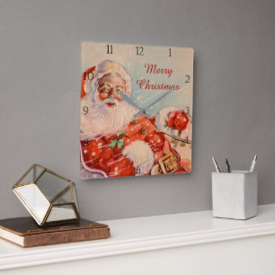 Santas Sleigh Ride Vintage Christmas Clock