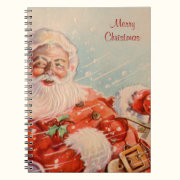 Santas Sleigh Ride Vintage Christmas Notebook