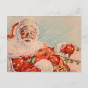 Santas Sleigh Ride Vintage Postcard