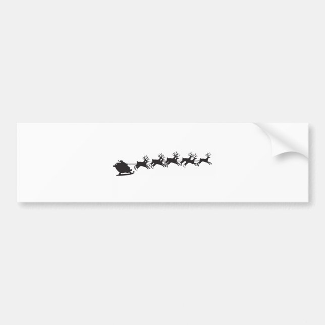 Santa's Sleigh Silhouette Bumper Sticker (Front)