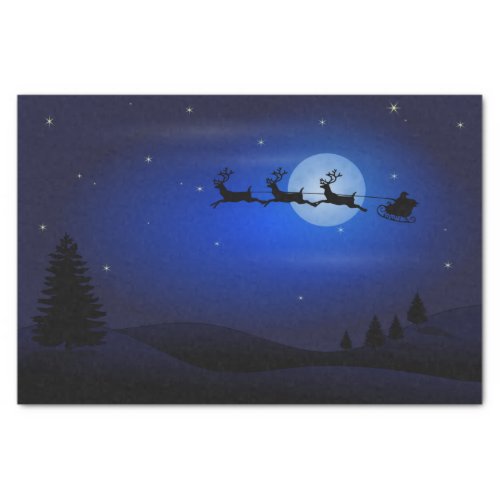 Santas Sleigh Silhouette in Moonlight Tissue Paper