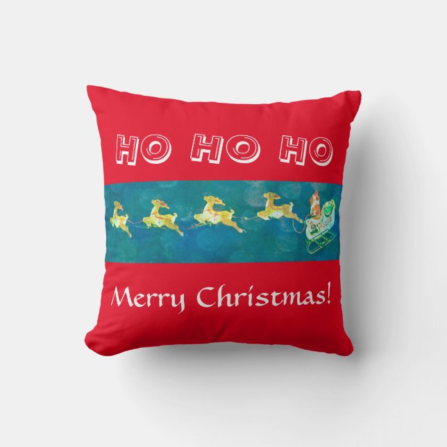 Santa's Sleigh Throw Pillow (Front)