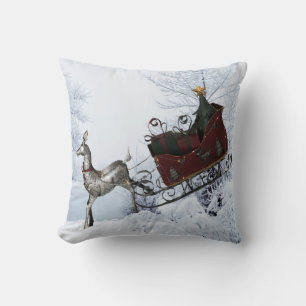 Santas Sleigh Throw Pillow