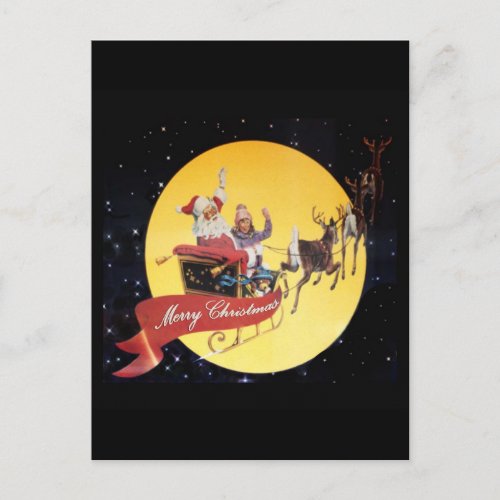 Santas Sleigh Vintage Holiday Postcard