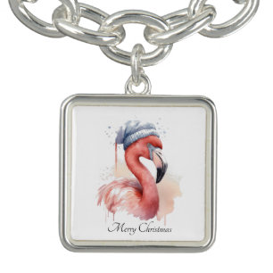 Santa's Snowbird Flamingo, custom Bracelet
