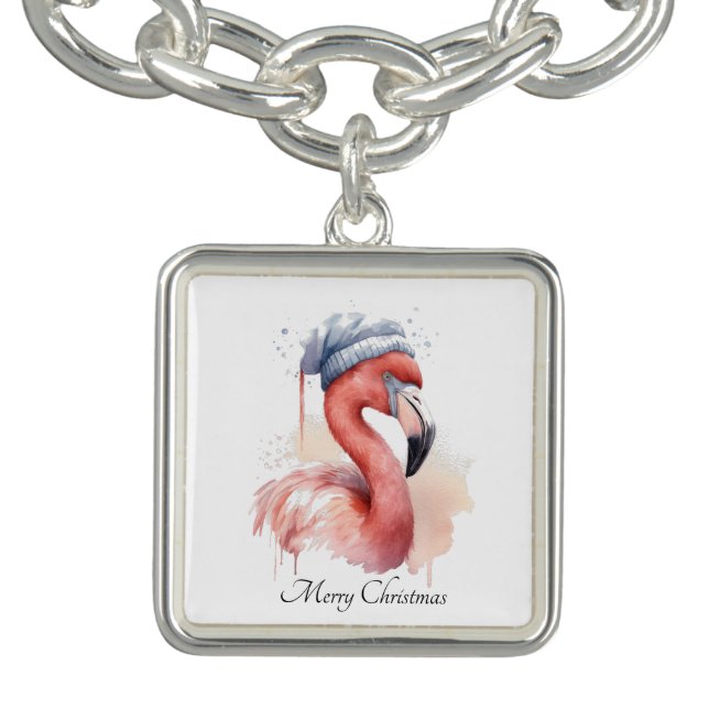 Santa's Snowbird Flamingo, custom Bracelet (Design)