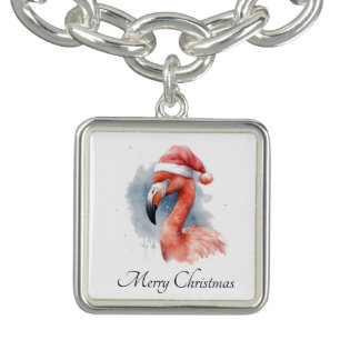 Santa's Snowbird Flamingo, custom Bracelet