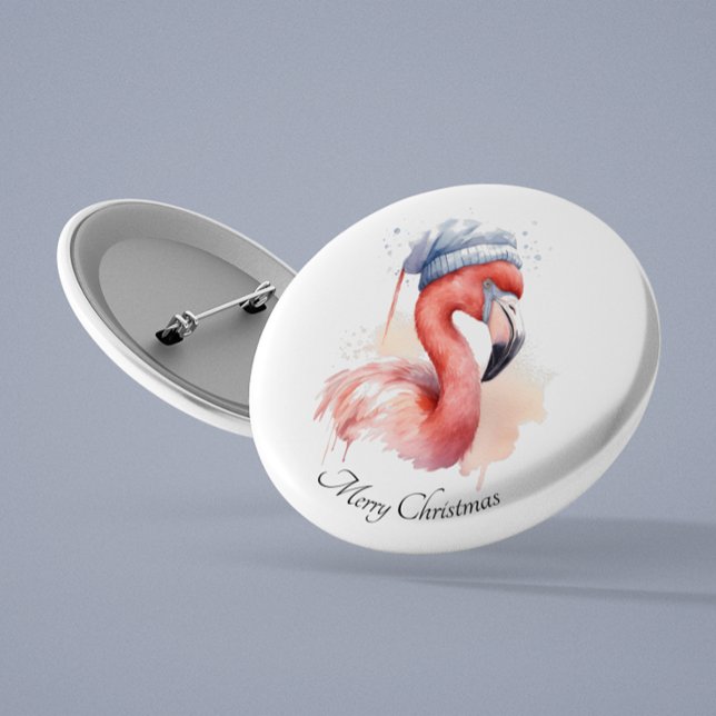 Santa's Snowbird Flamingo, custom Button (Creator Uploaded)