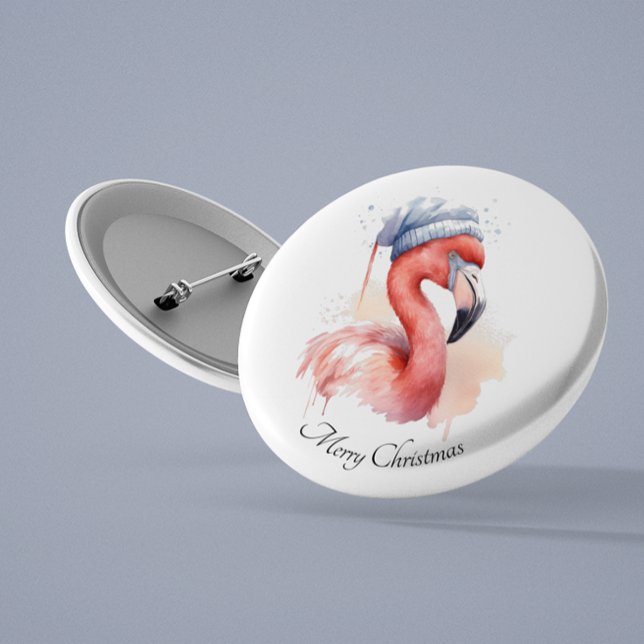 Santa's Snowbird Flamingo, custom Button (Creator Uploaded)