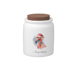 Santa's Snowbird Flamingo, custom Candy Jar
