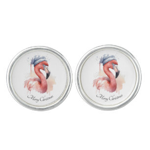 Santa's Snowbird Flamingo, custom Cufflinks