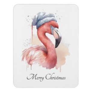 Santa's Snowbird Flamingo, custom Door Sign