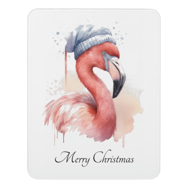 Santa's Snowbird Flamingo, custom Door Sign (Contemporary Vert)