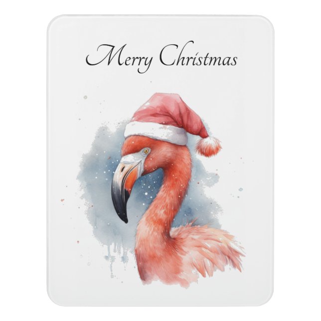 Santa's Snowbird Flamingo, custom Door Sign (Contemporary Vert)