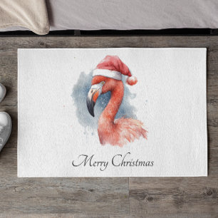 Santa's Snowbird Flamingo, custom Doormat
