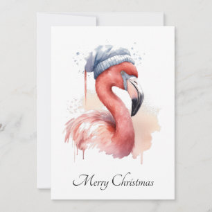 Santa's Snowbird Flamingo, custom Holiday Card