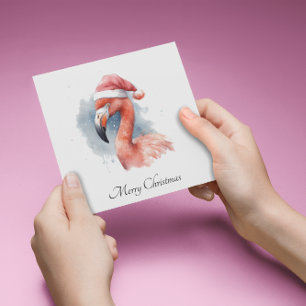 Santa's Snowbird Flamingo, custom Holiday Card