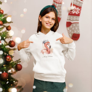 Santa's Snowbird Flamingo, custom Hoodie