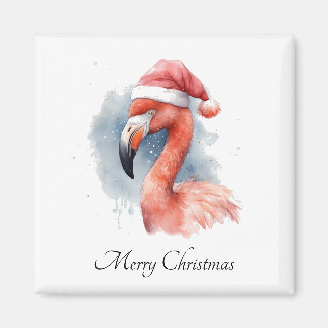 Santa's Snowbird Flamingo, custom Magnet (Front)