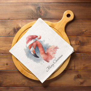 Santa's Snowbird Flamingo, custom Napkins