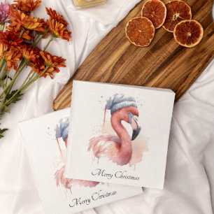 Santa's Snowbird Flamingo, custom Napkins