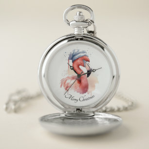 Santa's Snowbird Flamingo, custom Pocket Watch