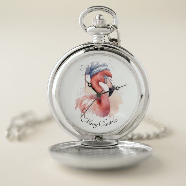 Santa's Snowbird Flamingo, custom Pocket Watch (Inside)