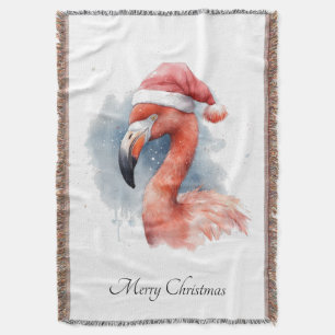 Santa's Snowbird Flamingo, custom Throw Blanket