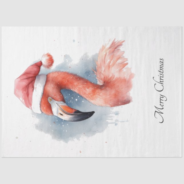 Santa's Snowbird Flamingo, custom Tissue Paper (Front)