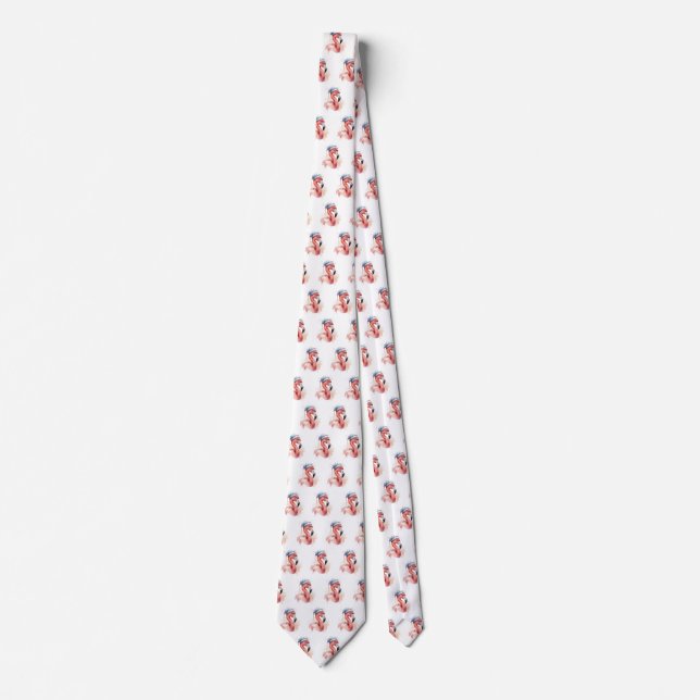 Santa's Snowbird Flamingo Neck Tie (Front)