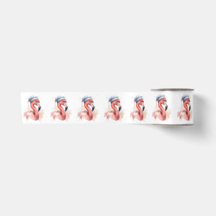 Santa's Snowbird Flamingo Satin Ribbon