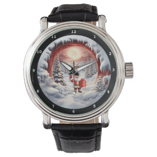 Santa's Snowy Moonlit Gift Wristwatch