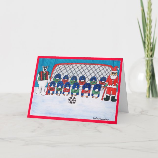 Santa's Soccer Team Greeting Card (Front)