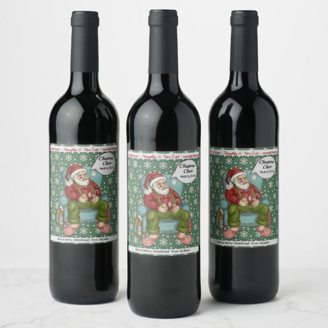 Santa's Special Issue Personalize Name Set of 3 Wine Label (Bottles)