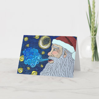 Santa's Starry Night in color Holiday Card