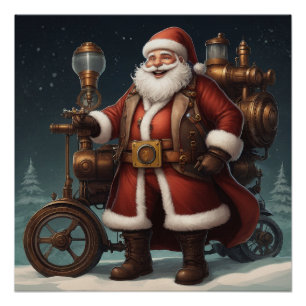 Santa's Steampunk Sleigh Poster