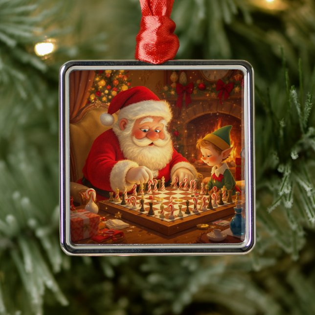  Santa's Strategy Session Metal Ornament (Tree)