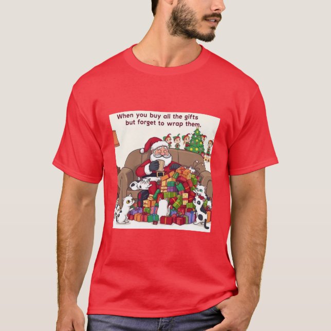 Santa's Struggle: The Wrapping Fail T-Shirt (Front)