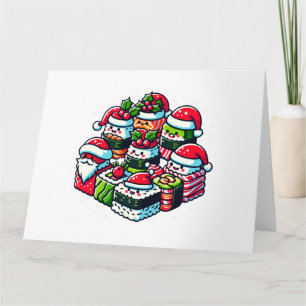 Santa's Sushi Delight - Festive Christmas Art Card
